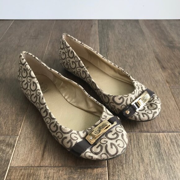 Vintage Y2K G by Guess Farrah 2 Monogram Ballet Flats Shoes - Women's Size 7 - Picture 1 of 14